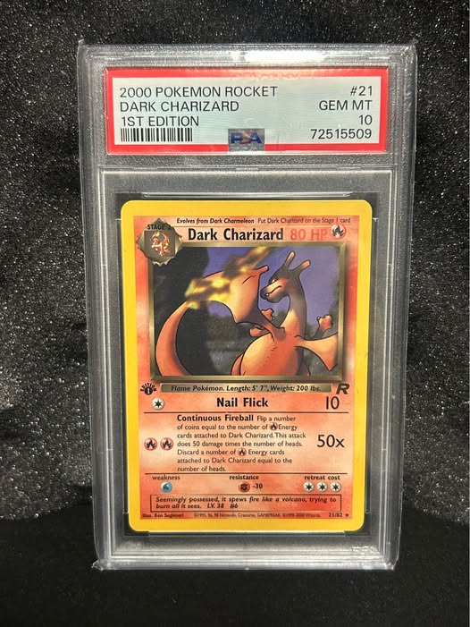 Selling a 2000 Pokemon Rocket #21 Dark Charizard 1ST Edition ...