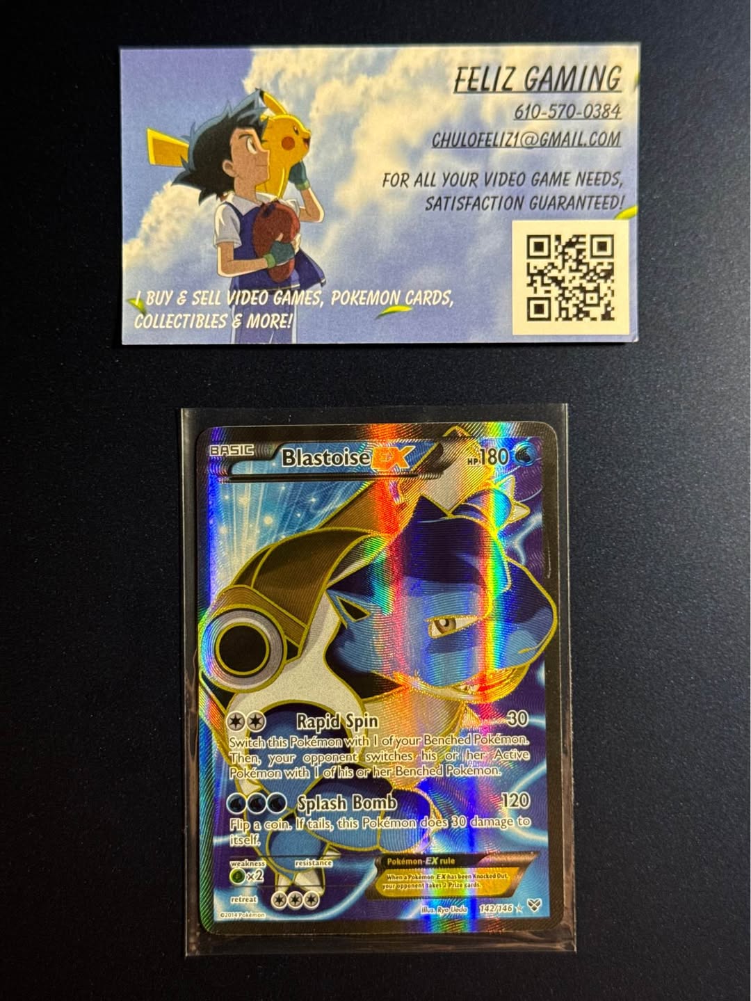 Blastoise EX 142/146 Full Art - XY Base Set- Pokemon Card TCG