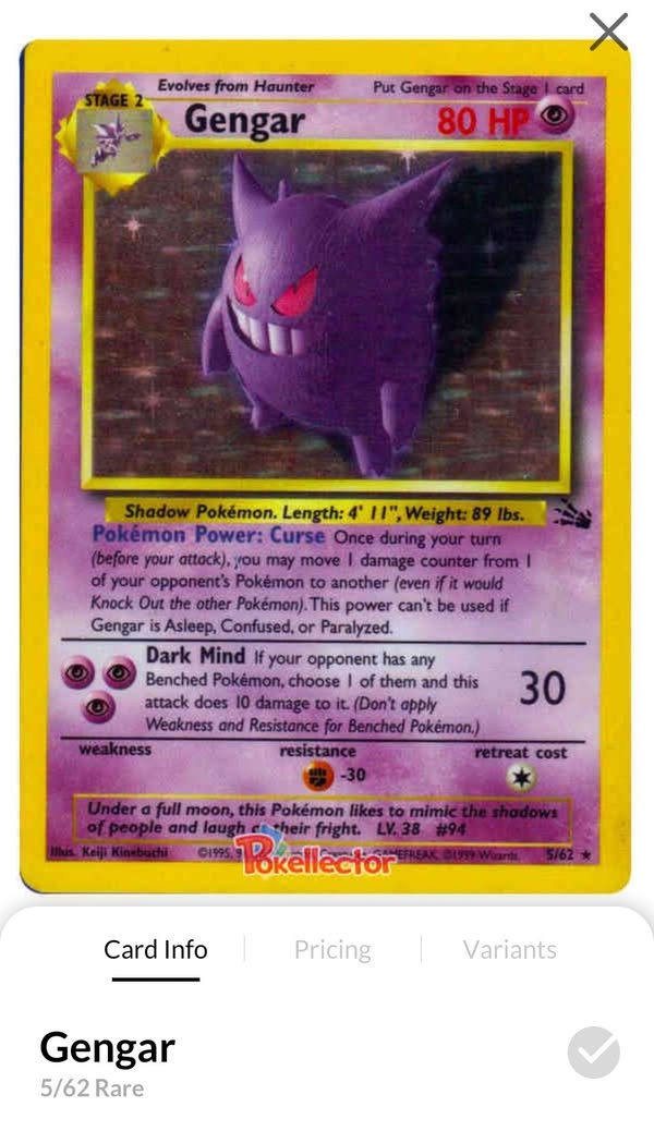 Gengar #20 Fossil