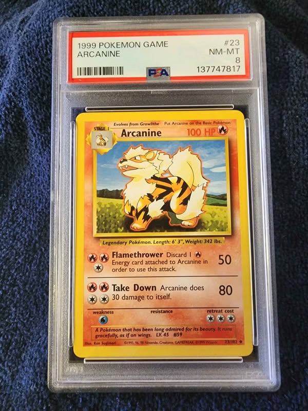 1999 Pokemon Arcanine #23 PSA Graded NM-MT 8. Info in pics ...