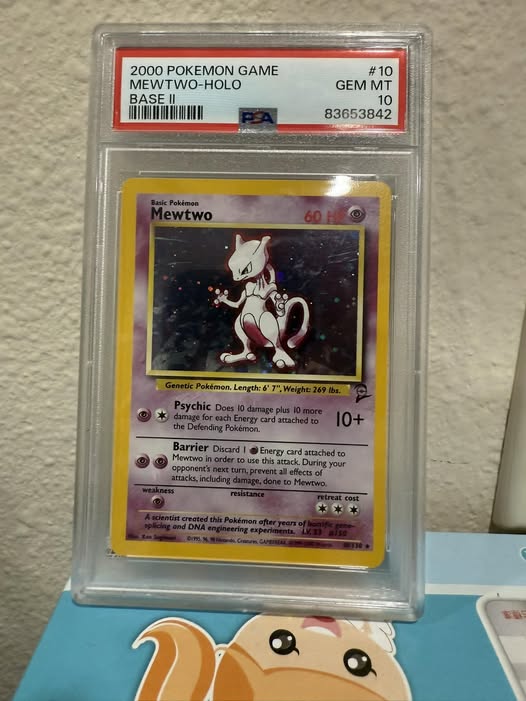 FS base set 2 mewtwo psa 10, last sold $1500 last week and pop 80