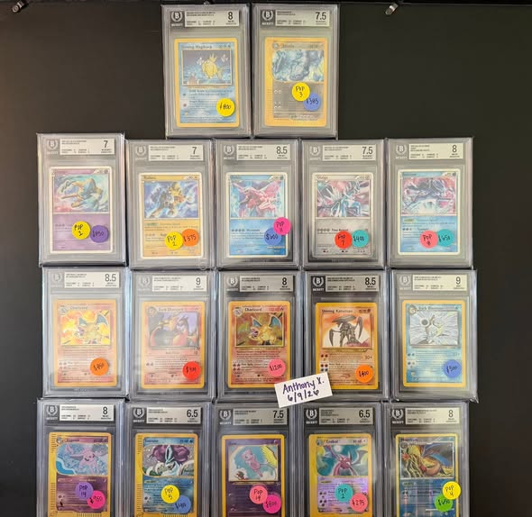 Rare Pokemon cards for sale including Dragonair and Birds Trio