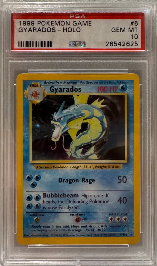 PSA 10 Gem Mint 1999 Pokemon Base Set Gyarados Holo #6 ...