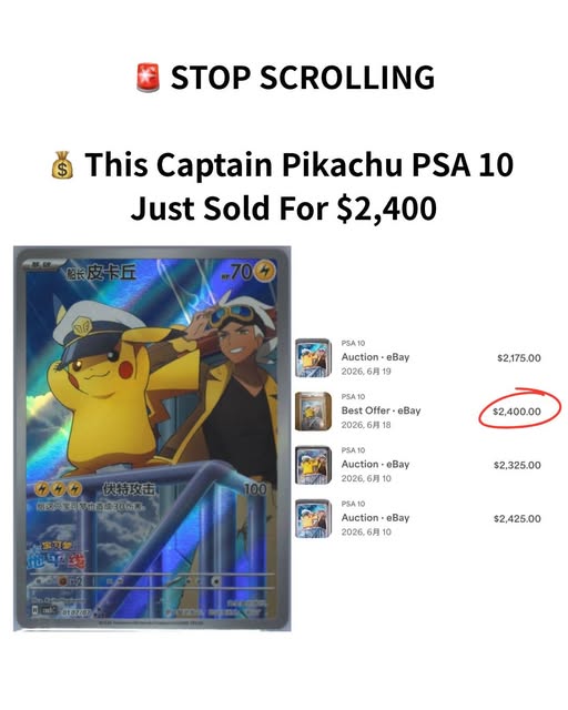 China exclusive Captain Pikachu PSA 10 sells for $2,400 - Facebook