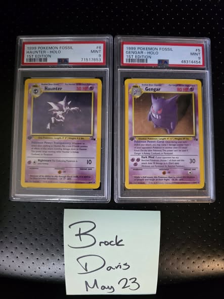 Pokemon Fossil Haunter and Gengar 1st edition cards for sale