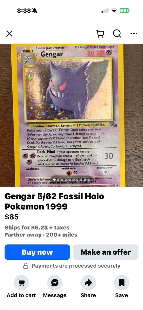 Is this a good price for the missing Pokemon card? - Facebook