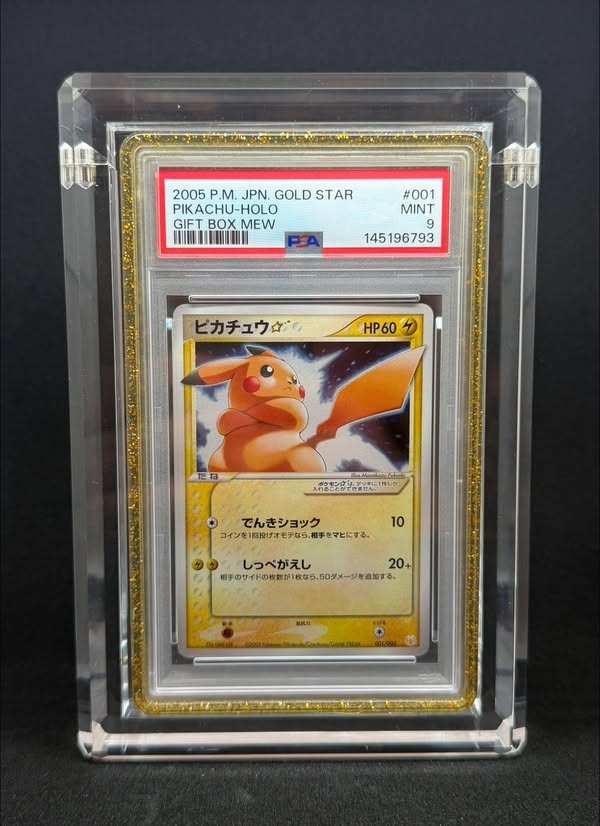 PSA 9 Gold Star Pikachu gift box Mew card for sale - Facebook
