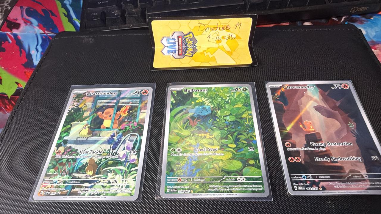 Pokemon cards for sale, including Charmander and Bulbasaur