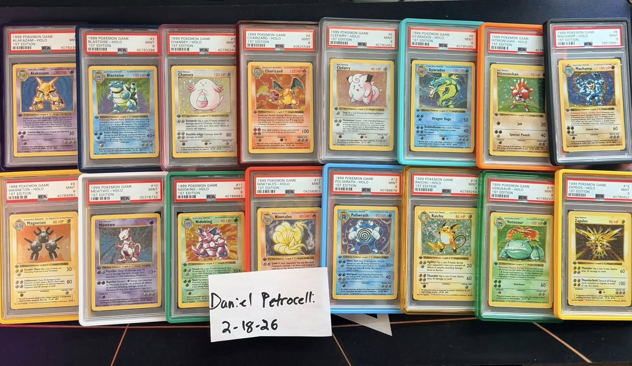 FOR SALE 1st ed Base set complete holo set 1-16 PSA 9
