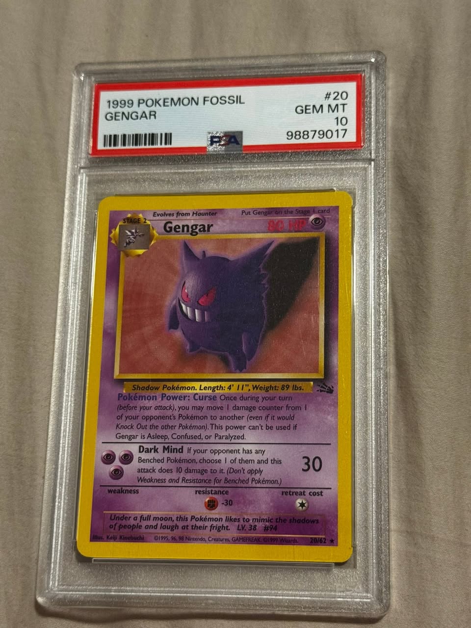 CLAIM SALE GENGAR PSA 10 1999 Pokémon Fossil Gengar #20 ...