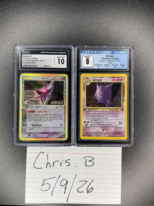 Pokemon cards for sale: Espeon EX Delta Species and Gengar Fossil