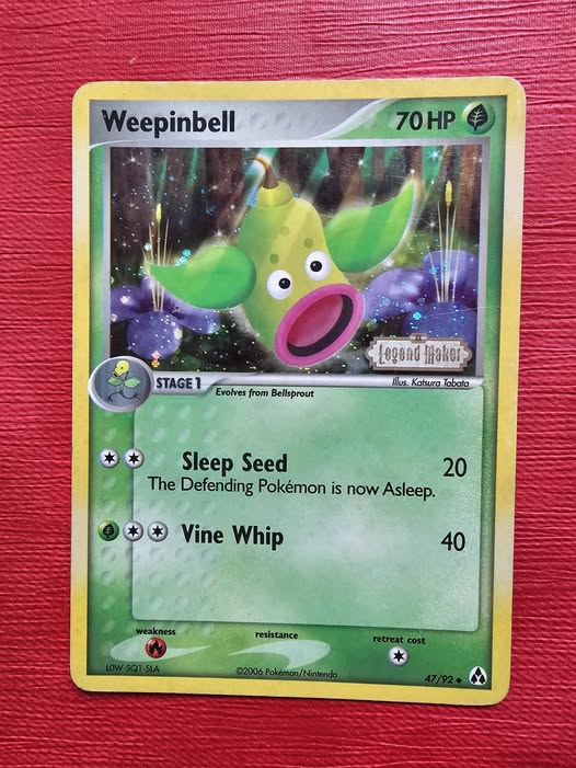 Weepinbell (Reverse Holo) - EX Legend Maker - Heavily Played
